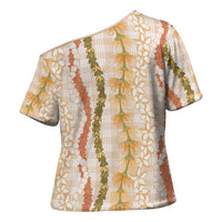 Hawaiian Ohia Lehua Lei Cross Shoulder Shirt Plaid Palaka Ahiehie Pattern LT9 - Polynesian Pride
