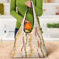Hawaiian Ohia Lehua Lei Grocery Bag Plaid Palaka Ahiehie Pattern LT9 - Polynesian Pride