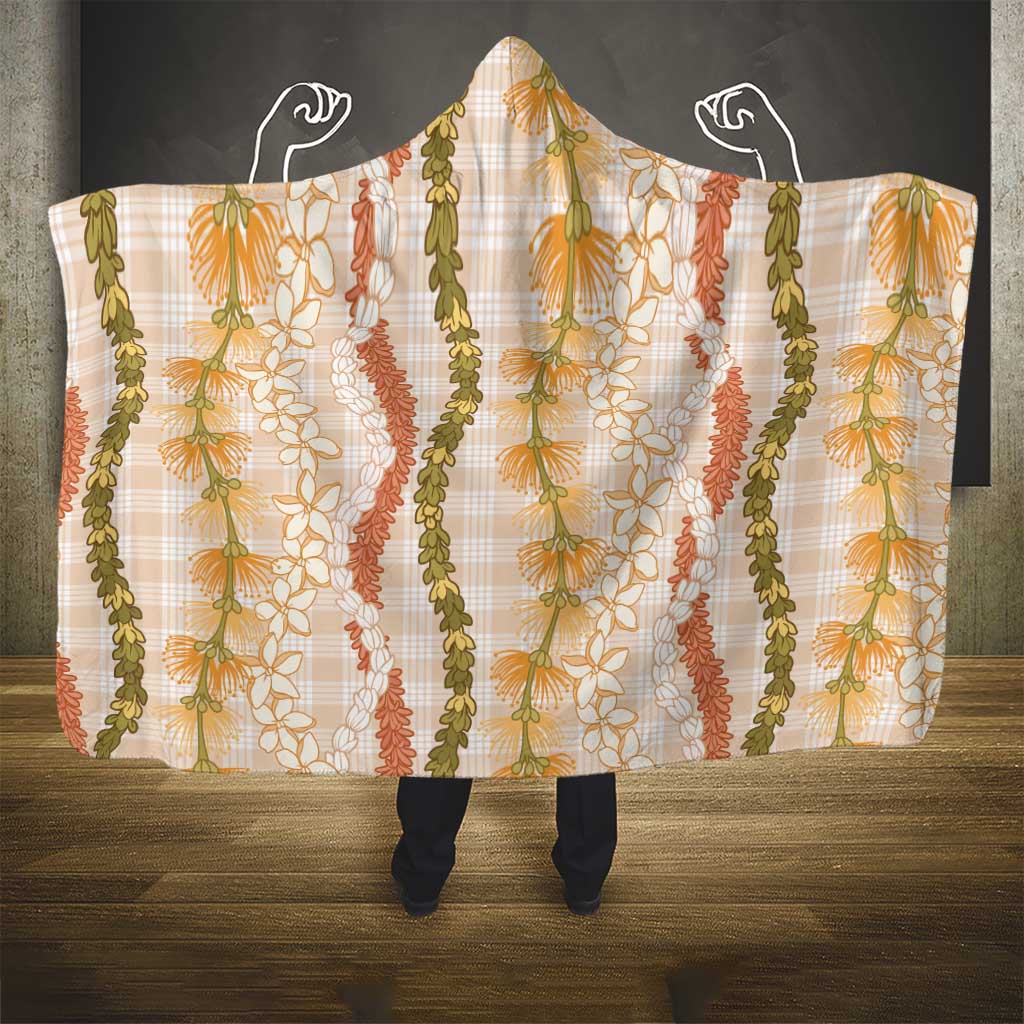 Hawaiian Ohia Lehua Lei Hooded Blanket Plaid Palaka Ahiehie Pattern LT9 - Polynesian Pride