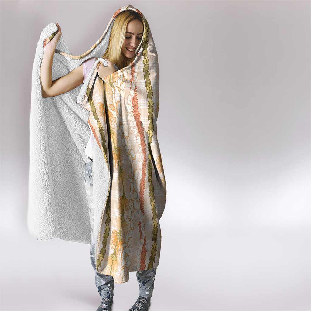 Hawaiian Ohia Lehua Lei Hooded Blanket Plaid Palaka Ahiehie Pattern LT9 - Polynesian Pride