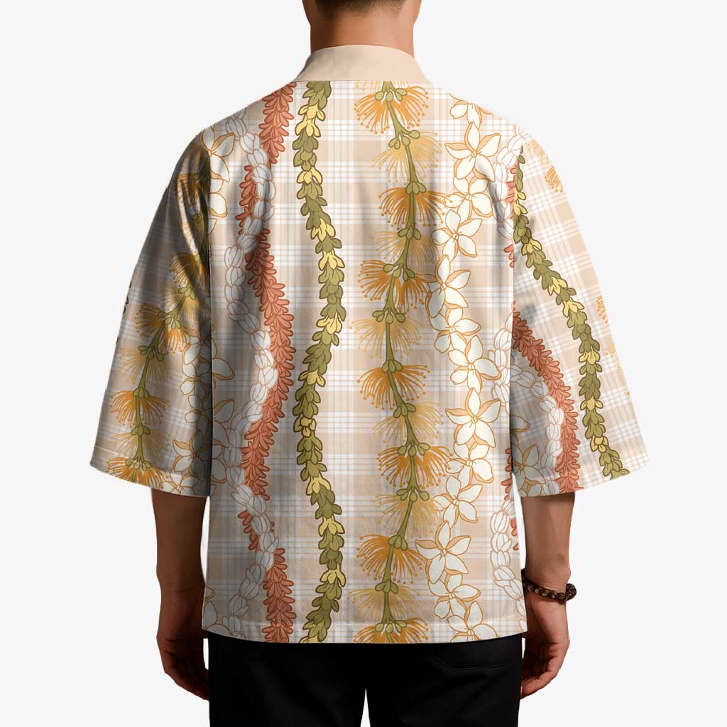 Hawaiian Ohia Lehua Lei Kimono Plaid Palaka Ahiehie Pattern - Polynesian Pride
