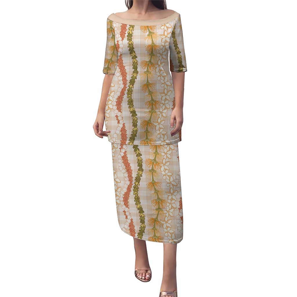 Hawaiian Ohia Lehua Lei Puletasi Plaid Palaka Ahiehie Pattern - Polynesian Pride
