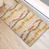 Hawaiian Ohia Lehua Lei Rubber Doormat Plaid Palaka Ahiehie Pattern LT9 - Polynesian Pride