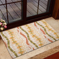 Hawaiian Ohia Lehua Lei Rubber Doormat Plaid Palaka Ahiehie Pattern LT9 - Polynesian Pride