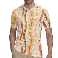 Hawaiian Ohia Lehua Lei Rugby Jersey Plaid Palaka Ahiehie Pattern LT9 - Polynesian Pride