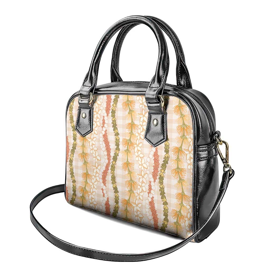 Hawaiian Ohia Lehua Lei Shoulder Handbag Plaid Palaka Ahiehie Pattern LT9 - Polynesian Pride