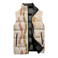 Hawaiian Ohia Lehua Lei Sleeveless Puffer Jacket Plaid Palaka Ahiehie Pattern LT9 - Polynesian Pride