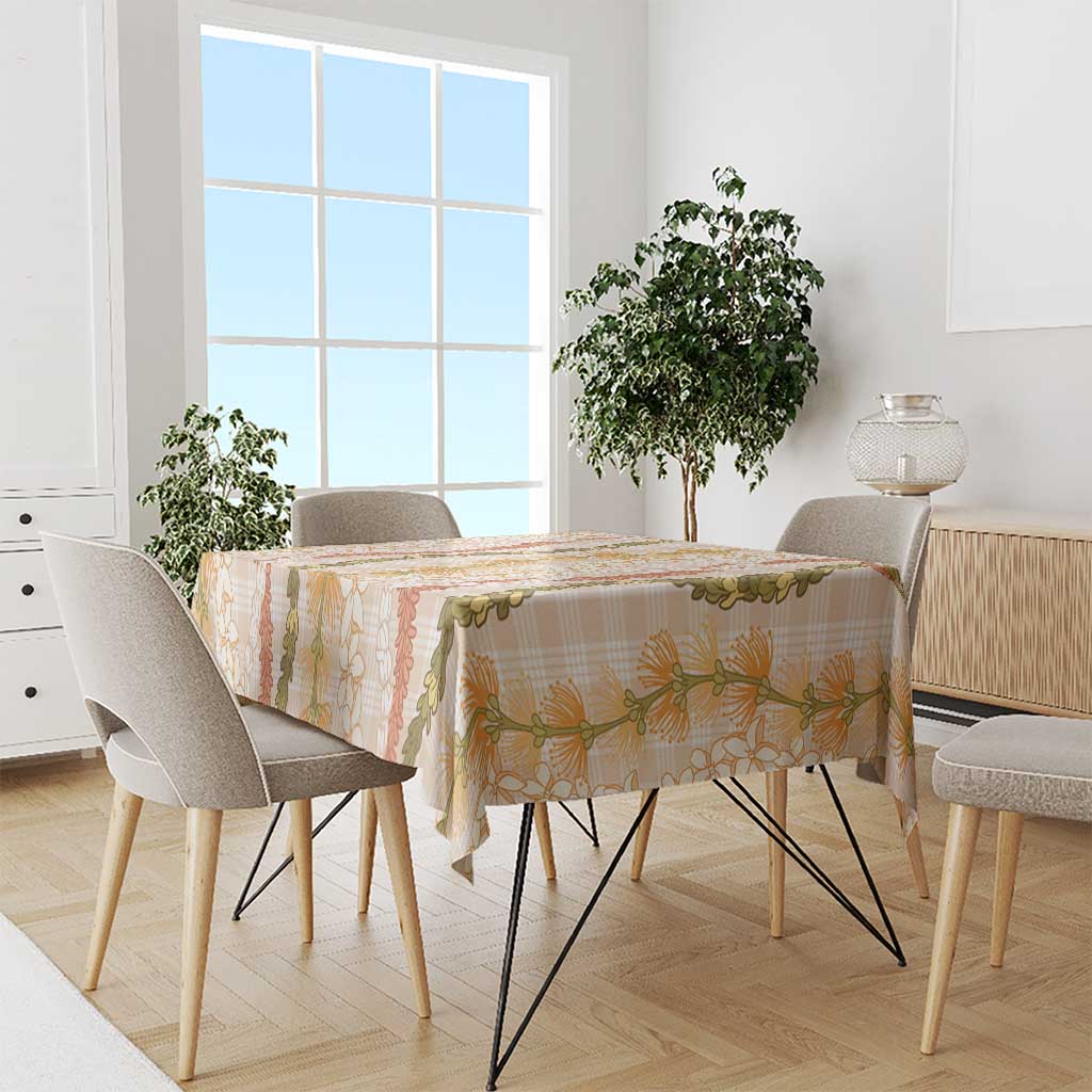 Hawaiian Ohia Lehua Lei Tablecloth Plaid Palaka Ahiehie Pattern LT9 - Polynesian Pride