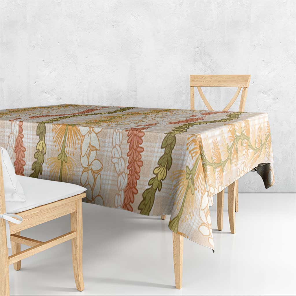 Hawaiian Ohia Lehua Lei Tablecloth Plaid Palaka Ahiehie Pattern LT9 - Polynesian Pride