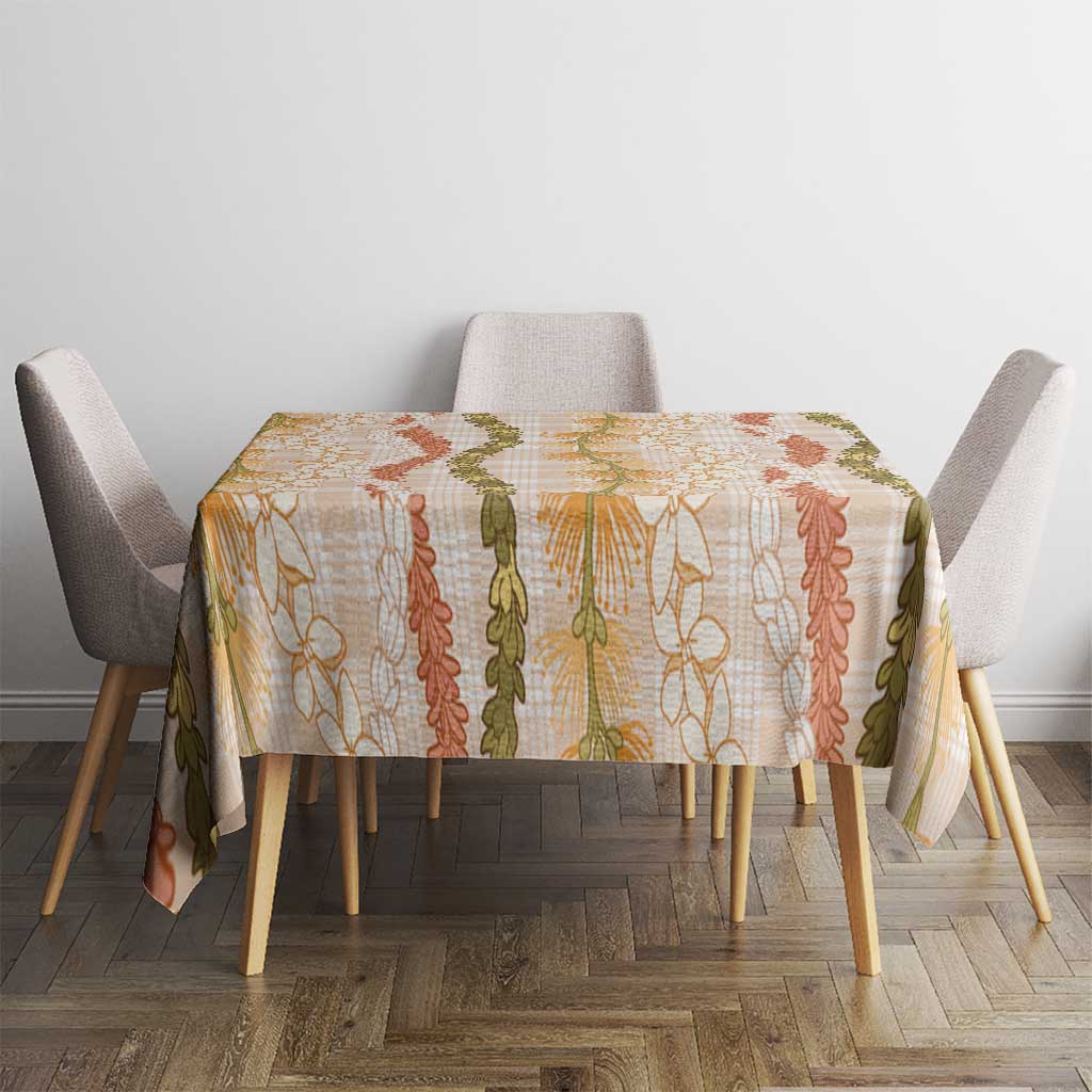 Hawaiian Ohia Lehua Lei Tablecloth Plaid Palaka Ahiehie Pattern LT9 - Polynesian Pride