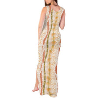 Hawaiian Ohia Lehua Lei Tank Maxi Dress Plaid Palaka Ahiehie Pattern LT9 - Polynesian Pride