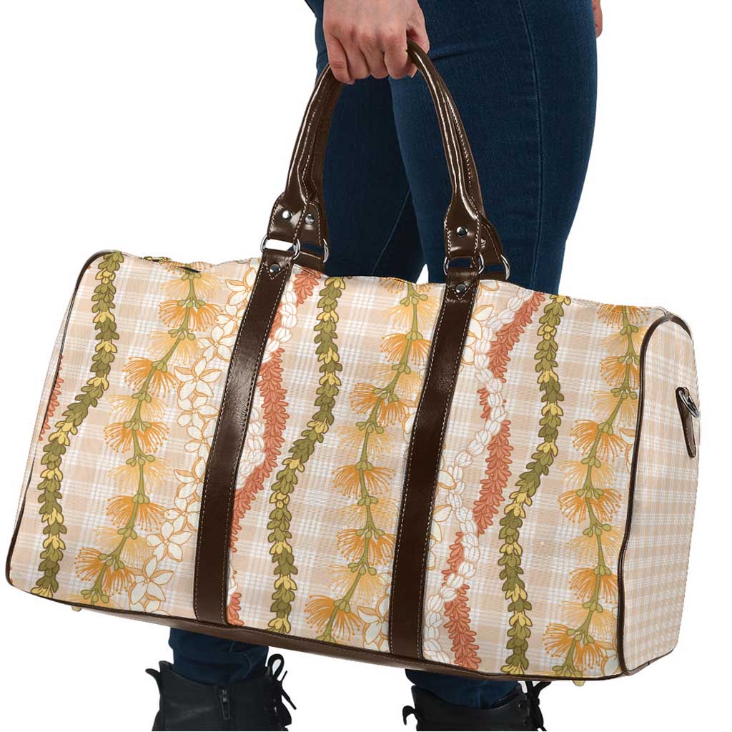 Hawaiian Ohia Lehua Lei Travel Bag Plaid Palaka Ahiehie Pattern LT9 - Polynesian Pride