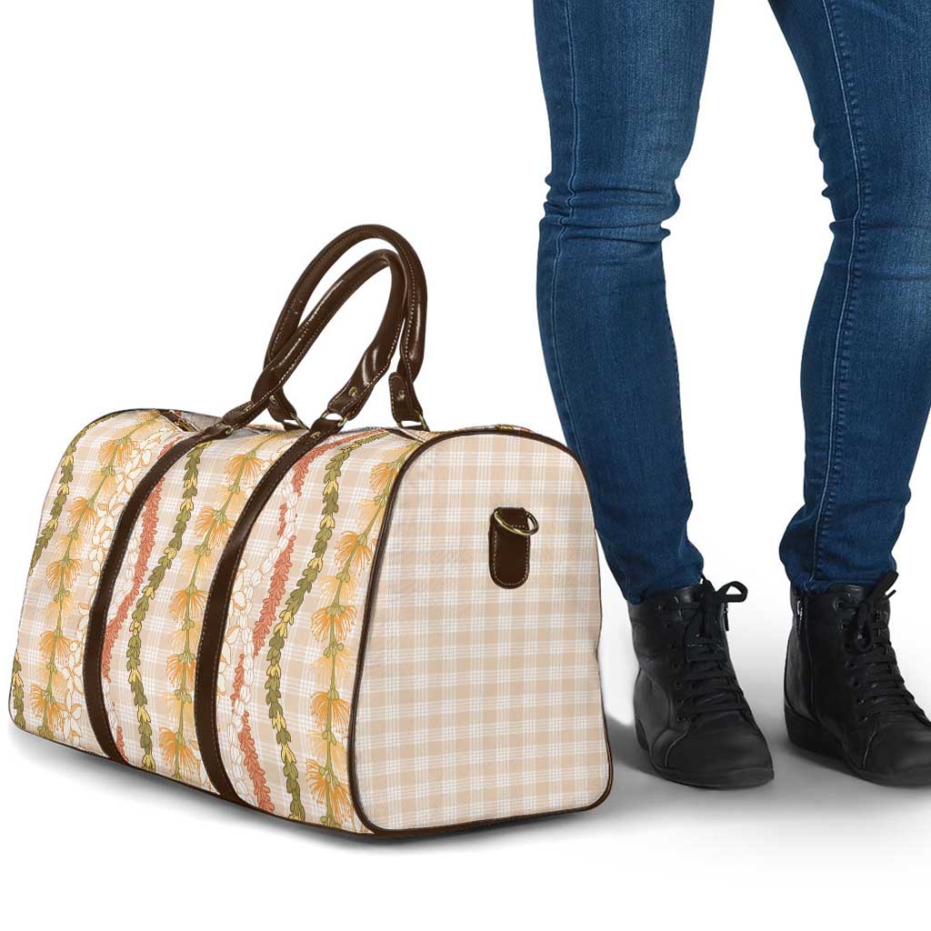 Hawaiian Ohia Lehua Lei Travel Bag Plaid Palaka Ahiehie Pattern LT9 - Polynesian Pride
