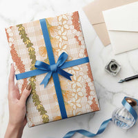 Hawaiian Ohia Lehua Lei Wrapping Paper Plaid Palaka Ahiehie Pattern - Polynesian Pride