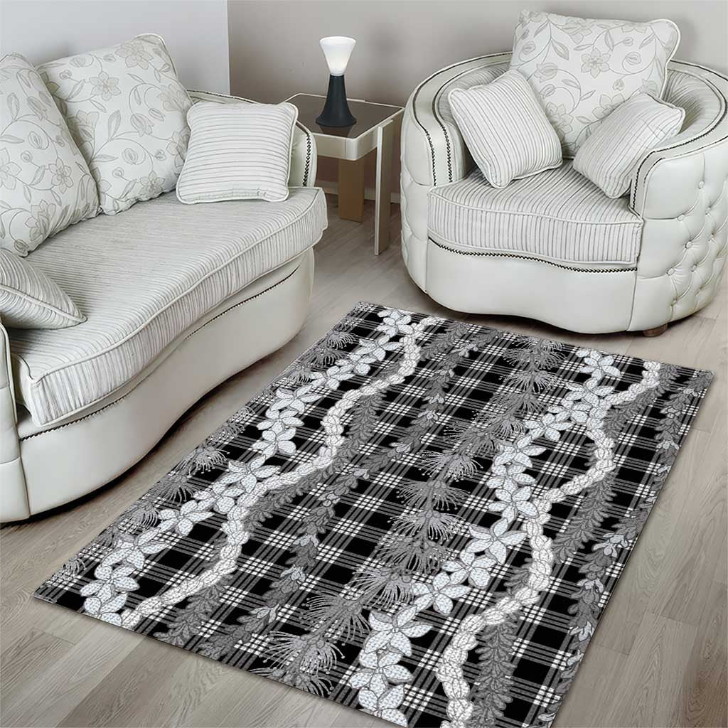 Hawaiian Ohia Lehua Lei Area Rug Plaid Palaka Eleele Pattern - Polynesian Pride