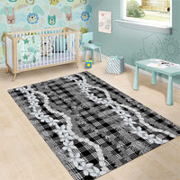 Hawaiian Ohia Lehua Lei Area Rug Plaid Palaka Eleele Pattern - Polynesian Pride