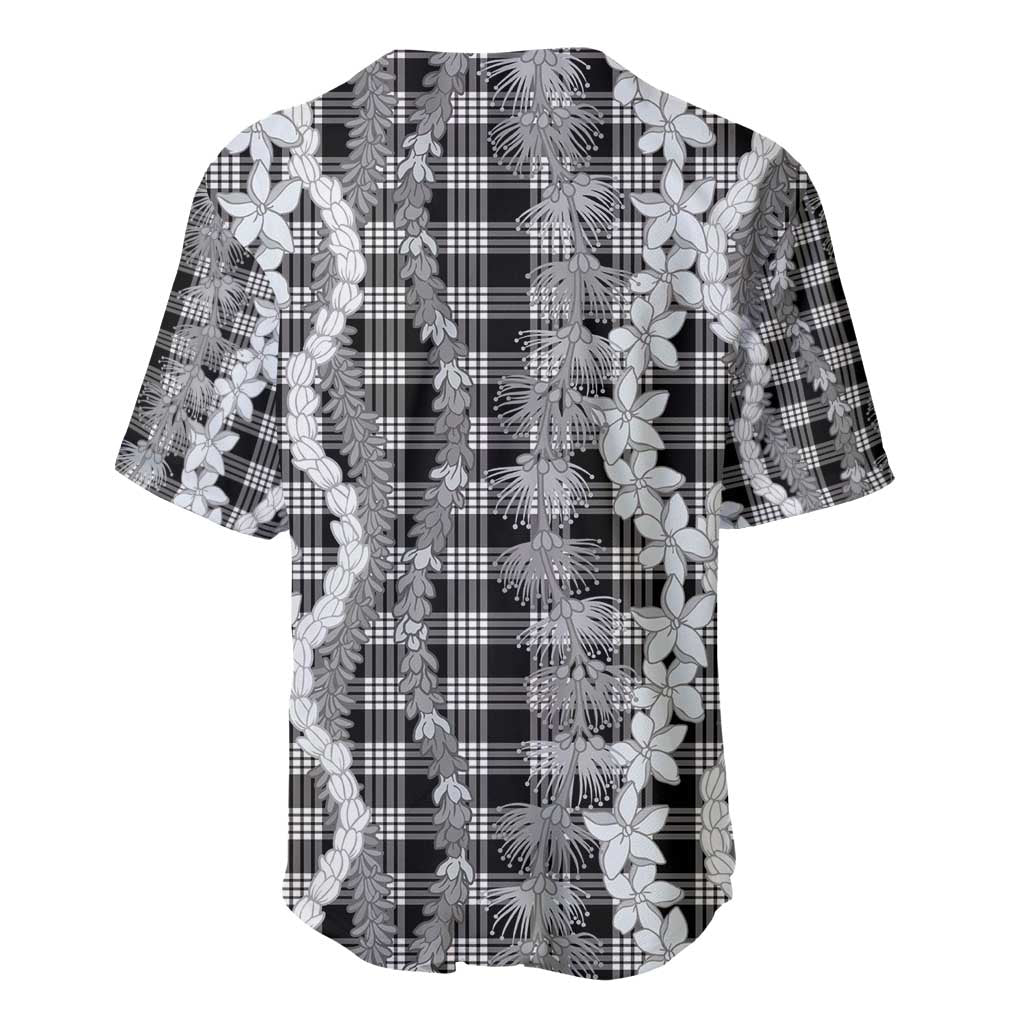 Hawaiian Ohia Lehua Lei Baseball Jersey Plaid Palaka Eleele Pattern - Polynesian Pride