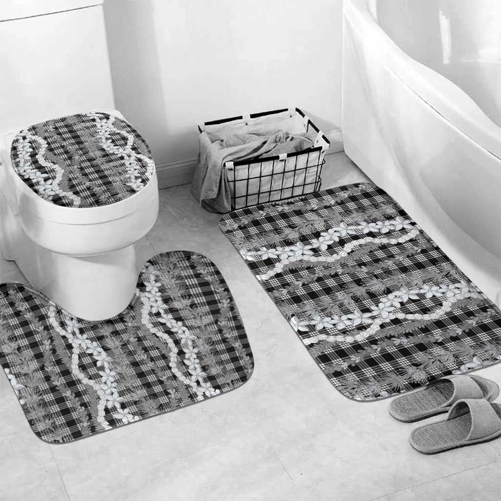 Hawaiian Ohia Lehua Lei Bathroom Set Plaid Palaka Eleele Pattern - Polynesian Pride