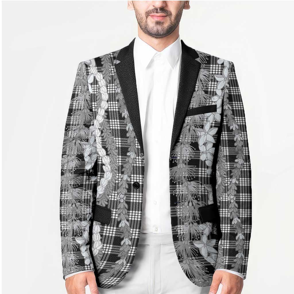 Hawaiian Ohia Lehua Lei Blazer Plaid Palaka Eleele Pattern - Polynesian Pride