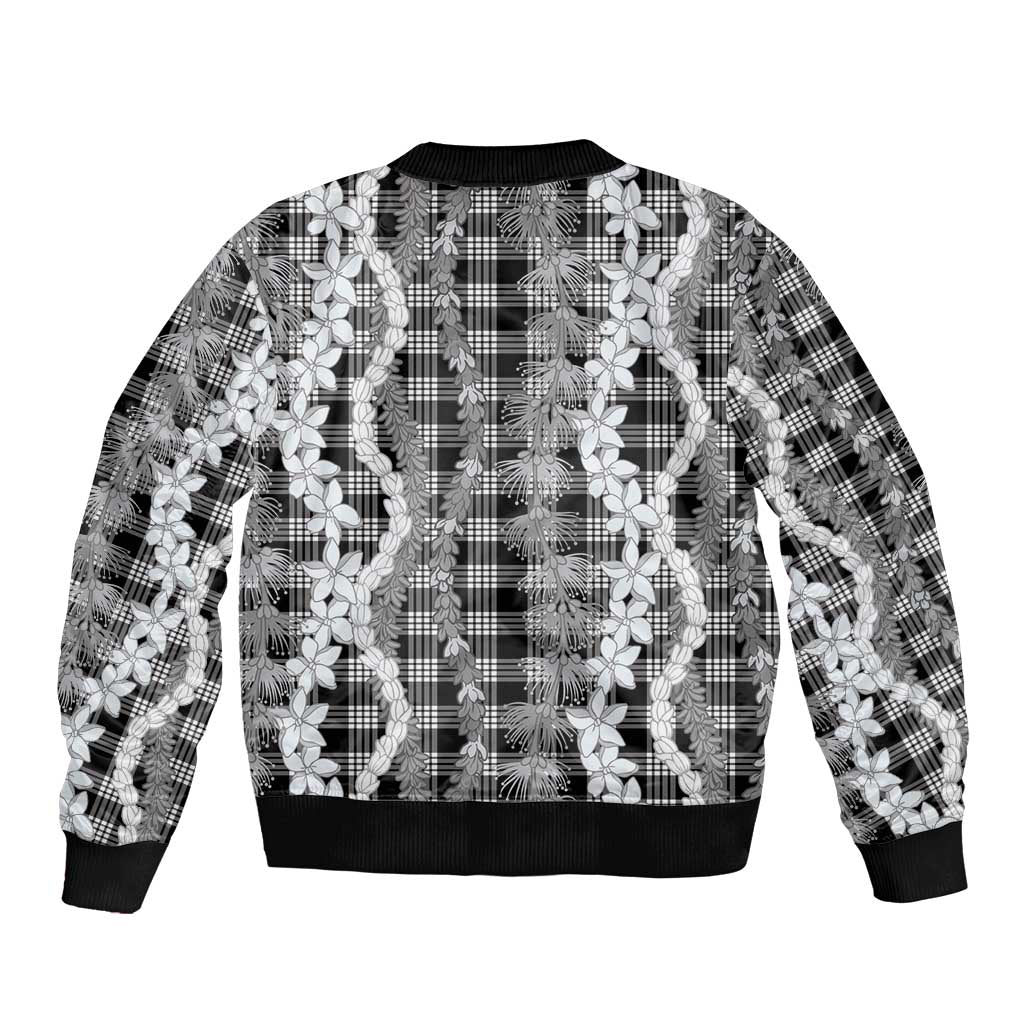 Hawaiian Ohia Lehua Lei Bomber Jacket Plaid Palaka Eleele Pattern LT9 - Polynesian Pride