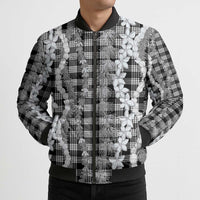 Hawaiian Ohia Lehua Lei Bomber Puffer Jacket Plaid Palaka Eleele Pattern LT9 - Polynesian Pride