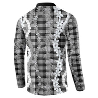 Hawaiian Ohia Lehua Lei Button Sweatshirt Plaid Palaka Eleele Pattern LT9 - Polynesian Pride