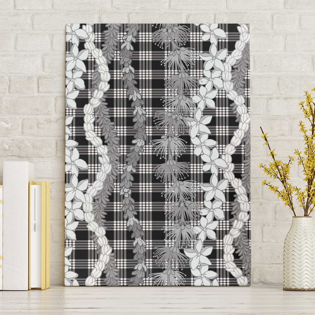 Hawaiian Ohia Lehua Lei Canvas Wall Art Plaid Palaka Eleele Pattern - Polynesian Pride