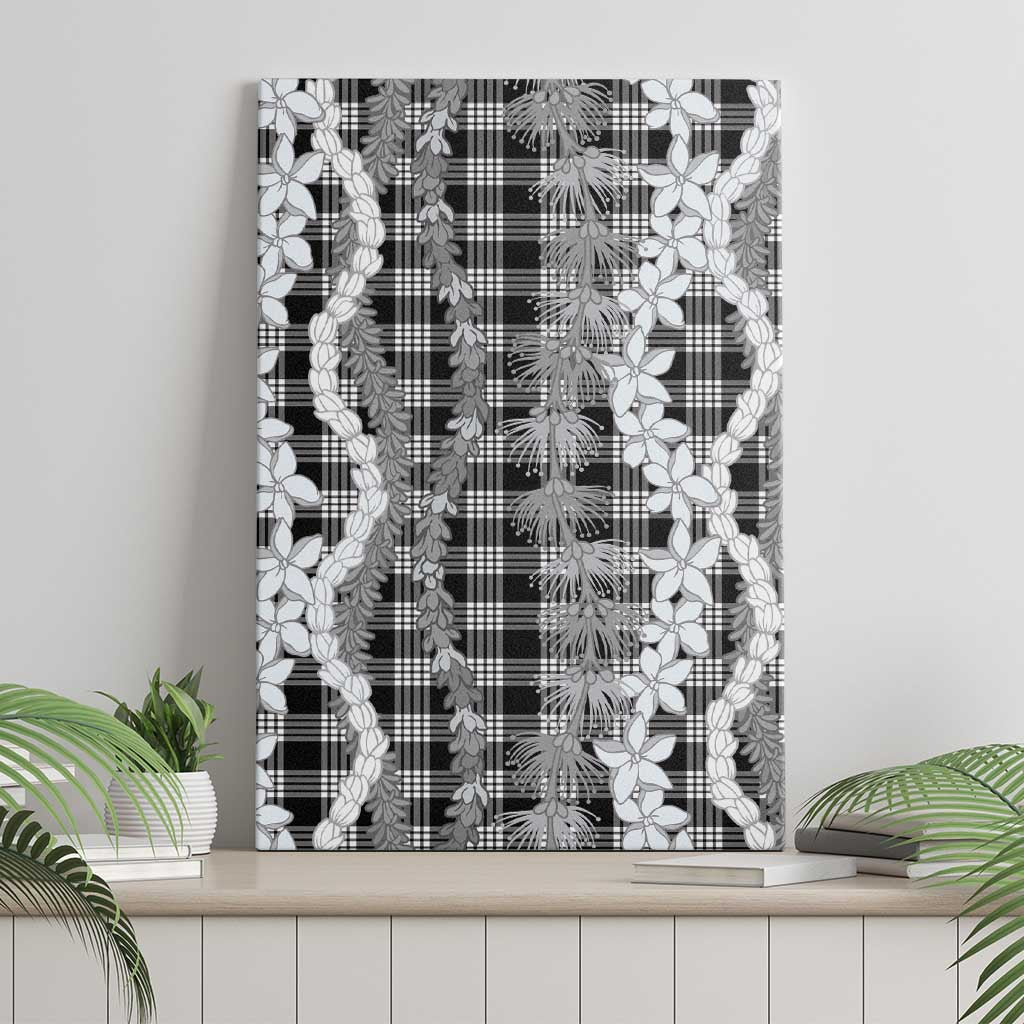 Hawaiian Ohia Lehua Lei Canvas Wall Art Plaid Palaka Eleele Pattern - Polynesian Pride