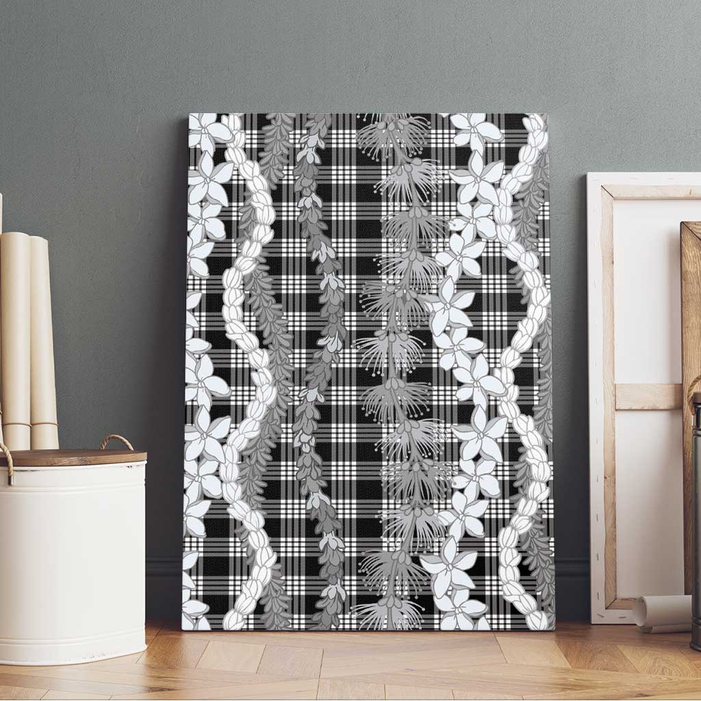 Hawaiian Ohia Lehua Lei Canvas Wall Art Plaid Palaka Eleele Pattern - Polynesian Pride