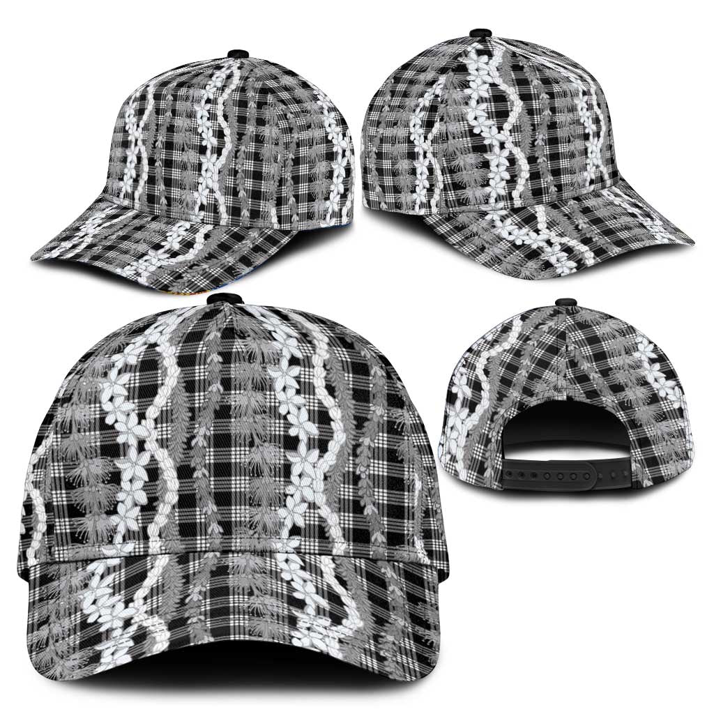 Hawaiian Ohia Lehua Lei Classic Cap Plaid Palaka Eleele Pattern - Polynesian Pride