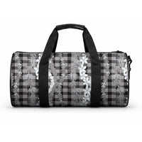 Hawaiian Ohia Lehua Lei Duffle Bag Plaid Palaka Eleele Pattern LT9 One size Black - Polynesian Pride