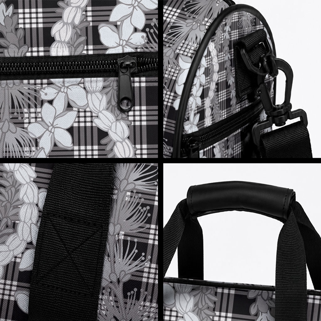 Hawaiian Ohia Lehua Lei Duffle Bag Plaid Palaka Eleele Pattern LT9 - Polynesian Pride