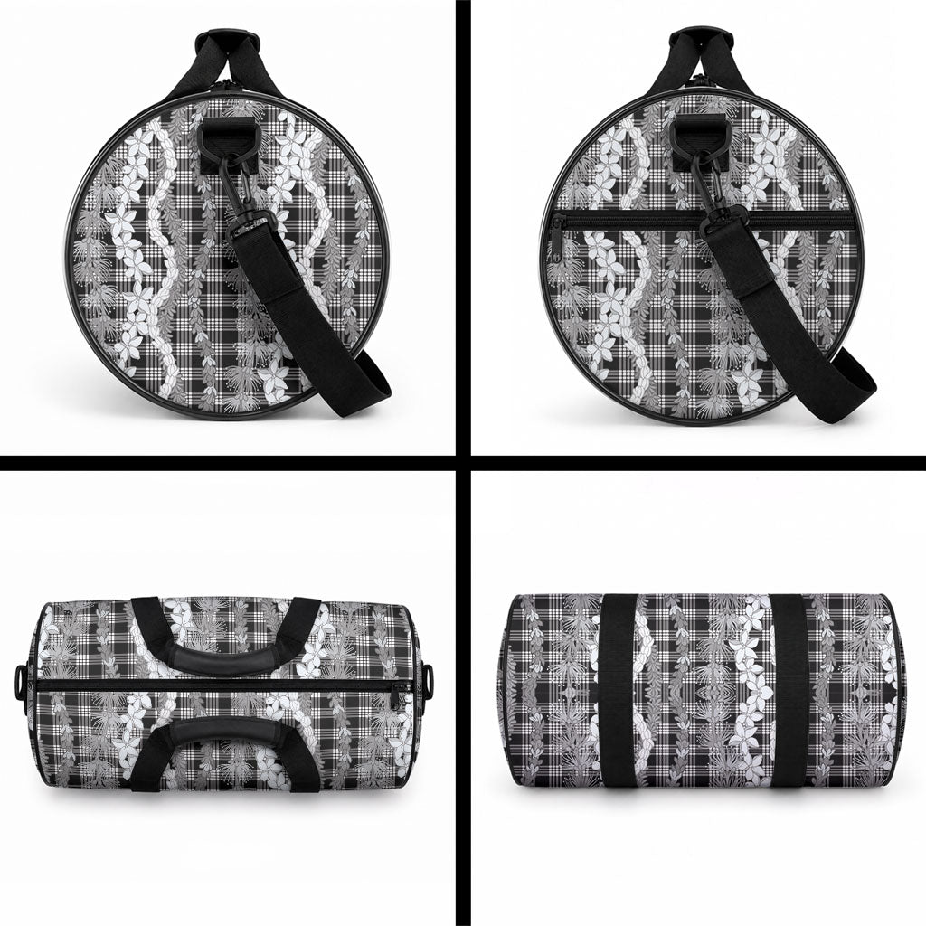 Hawaiian Ohia Lehua Lei Duffle Bag Plaid Palaka Eleele Pattern LT9 - Polynesian Pride