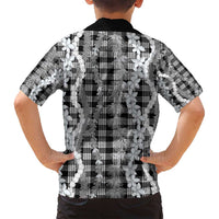 Hawaiian Ohia Lehua Lei Family Matching Long Sleeve Bodycon Dress and Hawaiian Shirt Plaid Palaka Eleele Pattern - Polynesian Pride