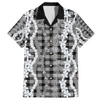 Hawaiian Ohia Lehua Lei Family Matching Short Sleeve Bodycon Dress and Hawaiian Shirt Plaid Palaka Eleele Pattern - Polynesian Pride