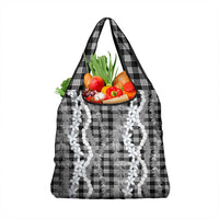 Hawaiian Ohia Lehua Lei Grocery Bag Plaid Palaka Eleele Pattern LT9 1-pack One Size Black - Polynesian Pride