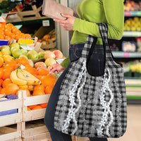 Hawaiian Ohia Lehua Lei Grocery Bag Plaid Palaka Eleele Pattern LT9 - Polynesian Pride