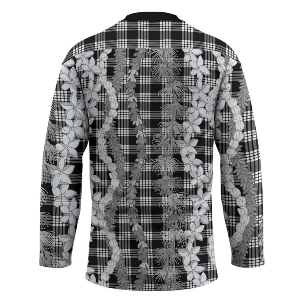 Hawaiian Ohia Lehua Lei Hockey Jersey Plaid Palaka Eleele Pattern - Polynesian Pride