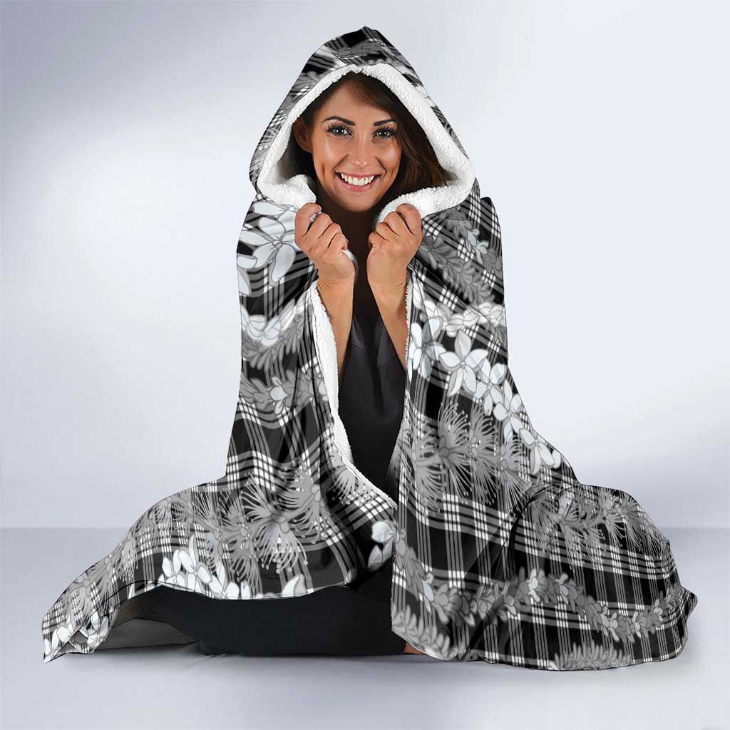 Hawaiian Ohia Lehua Lei Hooded Blanket Plaid Palaka Eleele Pattern LT9 - Polynesian Pride