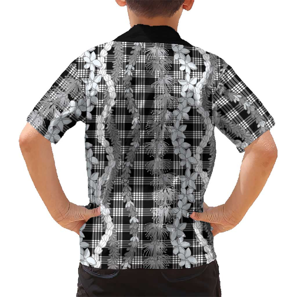 Hawaiian Ohia Lehua Lei Kid Hawaiian Shirt Plaid Palaka Eleele Pattern LT9 - Polynesian Pride