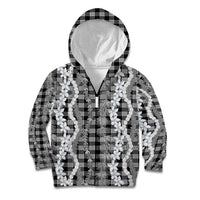Hawaiian Ohia Lehua Lei Kid Hoodie Plaid Palaka Eleele Pattern - Polynesian Pride