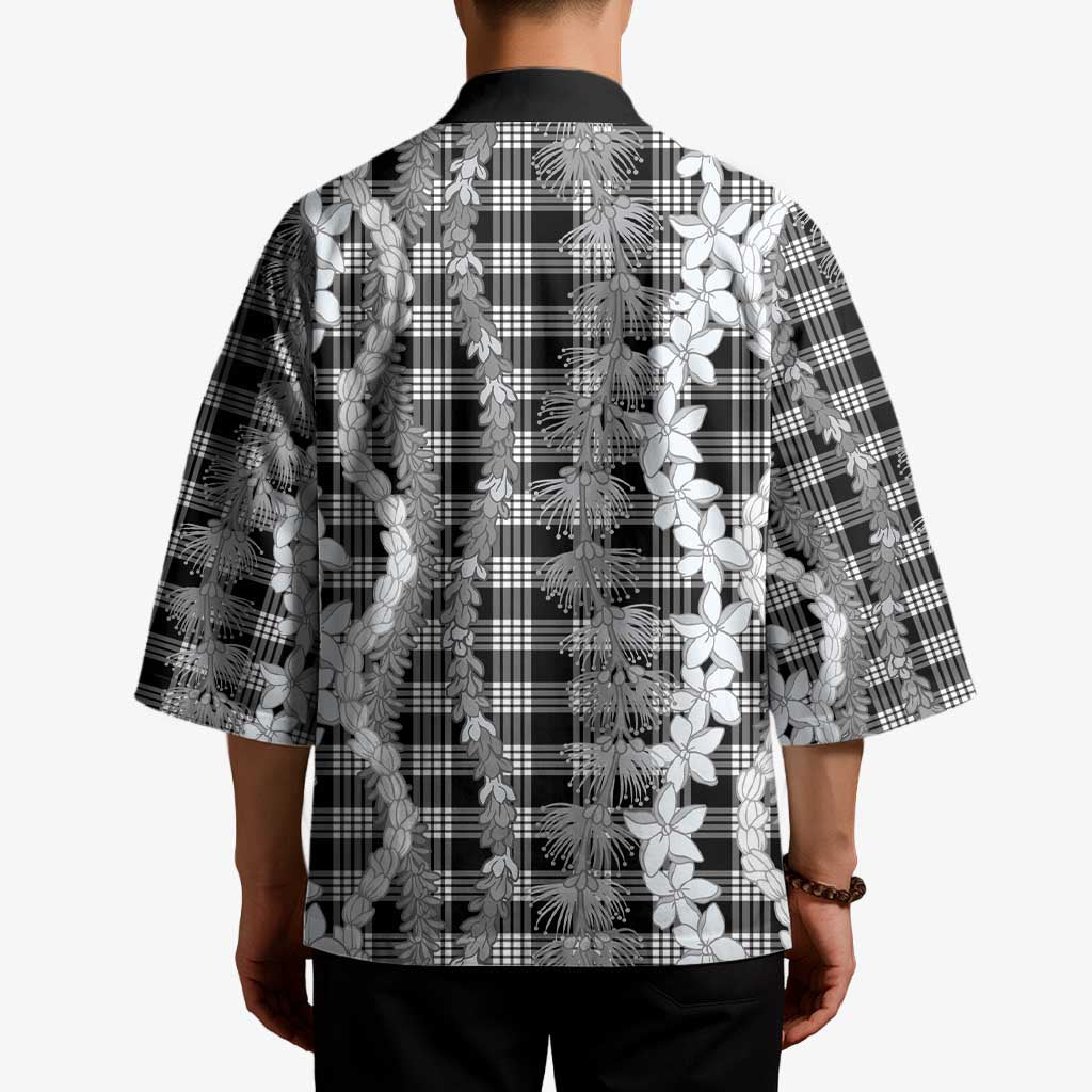 Hawaiian Ohia Lehua Lei Kimono Plaid Palaka Eleele Pattern - Polynesian Pride