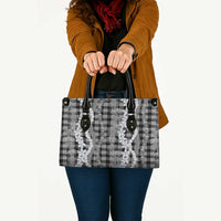 Hawaiian Ohia Lehua Lei Leather Bag Plaid Palaka Eleele Pattern - Polynesian Pride