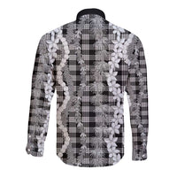Hawaiian Ohia Lehua Lei Long Sleeve Button Shirt Plaid Palaka Eleele Pattern LT9 - Polynesian Pride