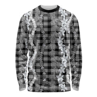 Hawaiian Ohia Lehua Lei Long Sleeve Shirt Plaid Palaka Eleele Pattern LT9 Unisex Black - Polynesian Pride