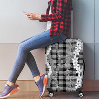 Hawaiian Ohia Lehua Lei Luggage Cover Plaid Palaka Eleele Pattern - Polynesian Pride
