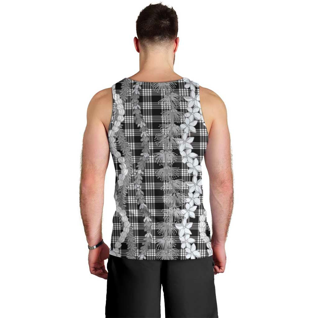 Hawaiian Ohia Lehua Lei Men Tank Top Plaid Palaka Eleele Pattern LT9 - Polynesian Pride