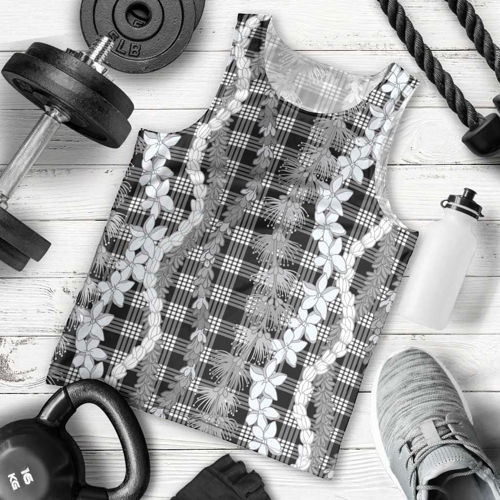 Hawaiian Ohia Lehua Lei Men Tank Top Plaid Palaka Eleele Pattern LT9 - Polynesian Pride