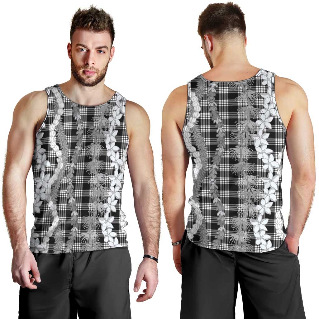 Hawaiian Ohia Lehua Lei Men Tank Top Plaid Palaka Eleele Pattern LT9 - Polynesian Pride