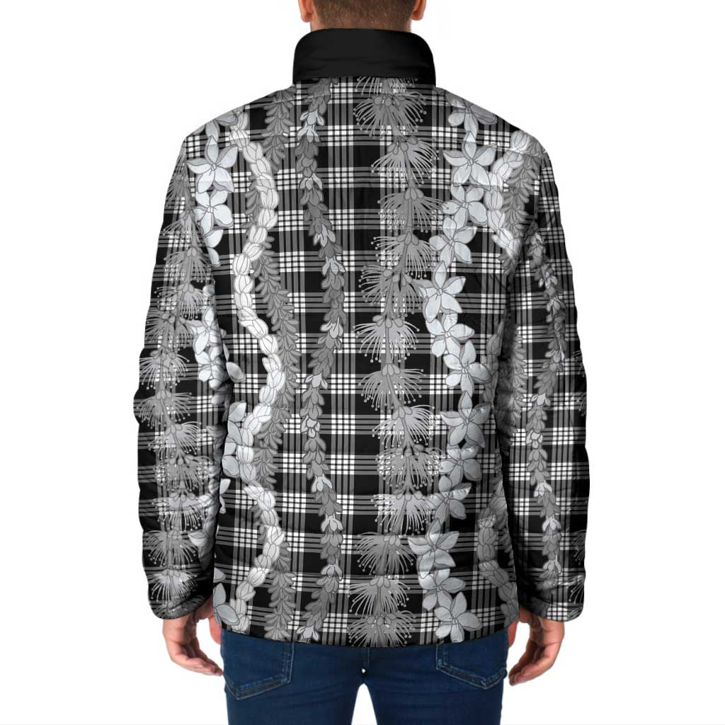 Hawaiian Ohia Lehua Lei Padded Jacket Plaid Palaka Eleele Pattern LT9 - Polynesian Pride
